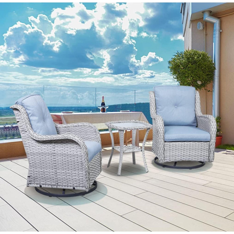 Patio Tables Wicker Side Table - Rattan End Table With Glass Top For Outdoor Outside Patio Porch Deck Square Mixed, Gray