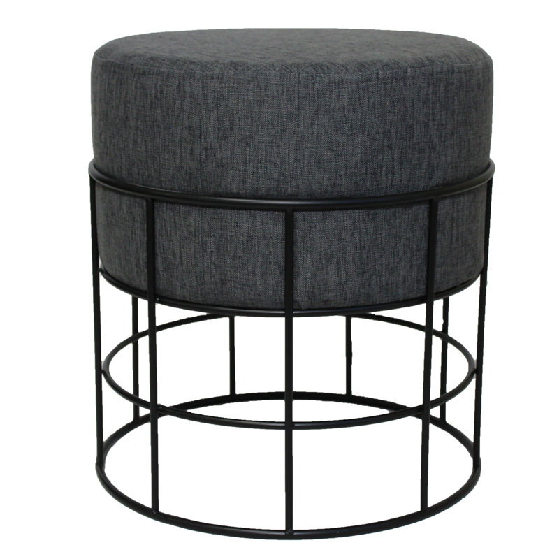 Lairgnen Upholstered Ottoman, Dark Grey