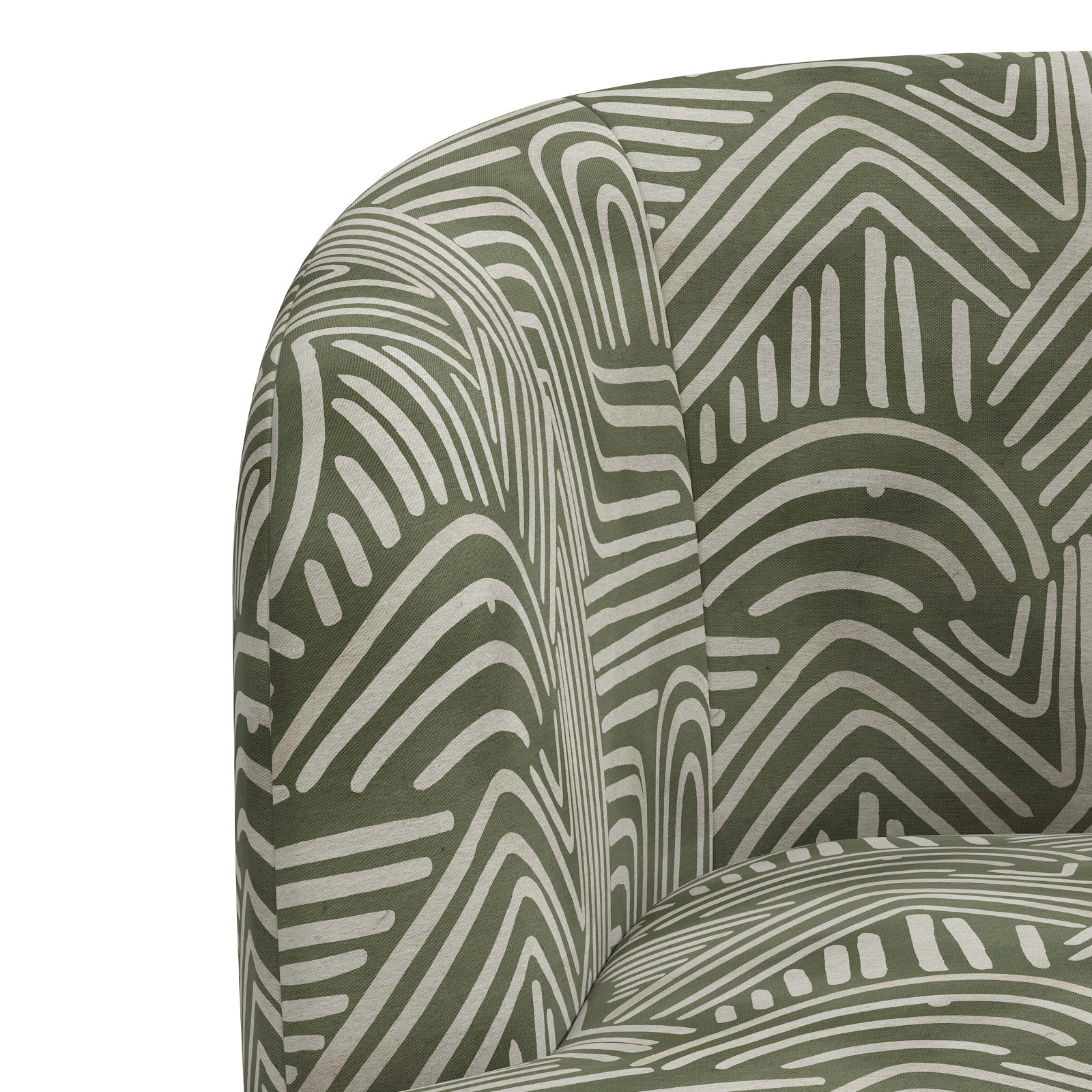 Mina Cotton Swivel Barrel Chair, Freeform Moss
