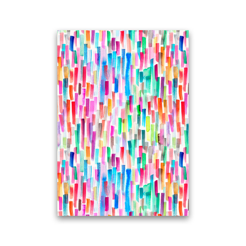 Colorful Brushstrokes Black - Print, 30cm H x 21cm W x 1cm D, Blue/Pink, No Framed