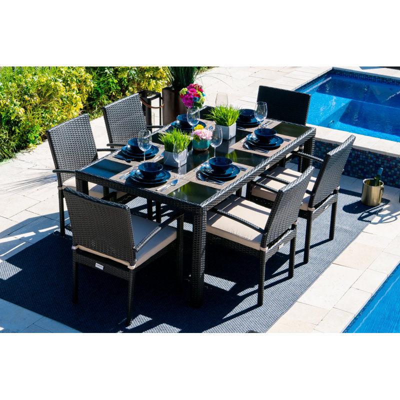 Bethena 13 - Person Patio Conversation Set with Cushions, Beige, Espresso