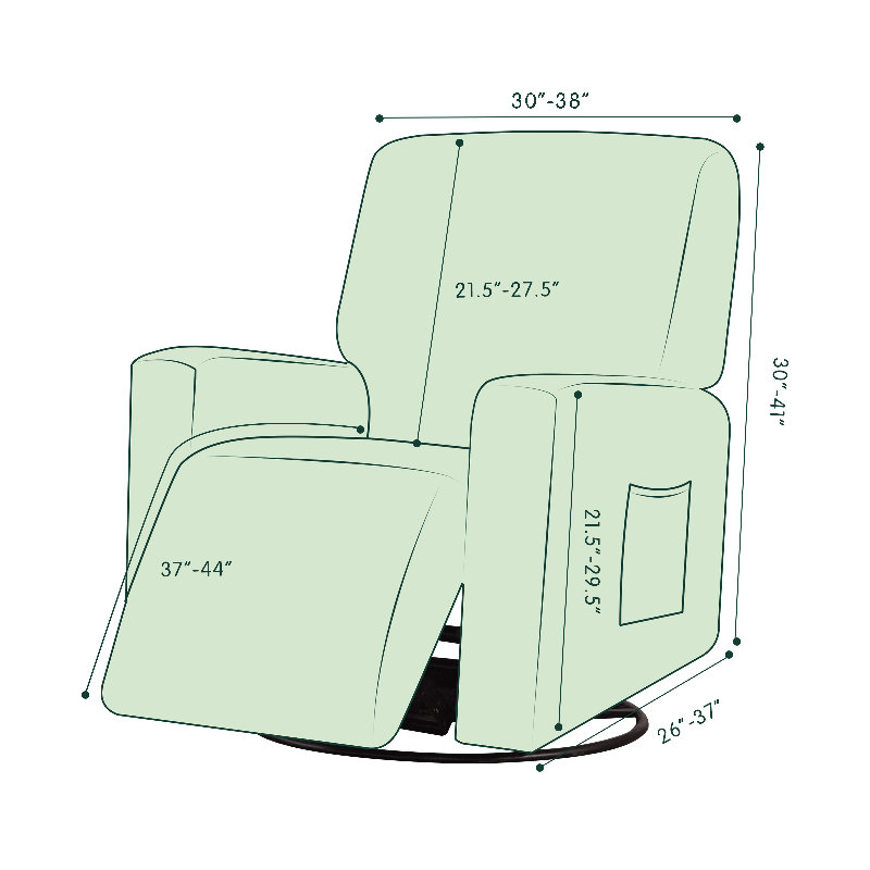 Housse pour fauteuil inclinable et extensible Arainy, Dark Cyan Polyester Blend, H 36,5 po x l 37,5 po x P 34 po