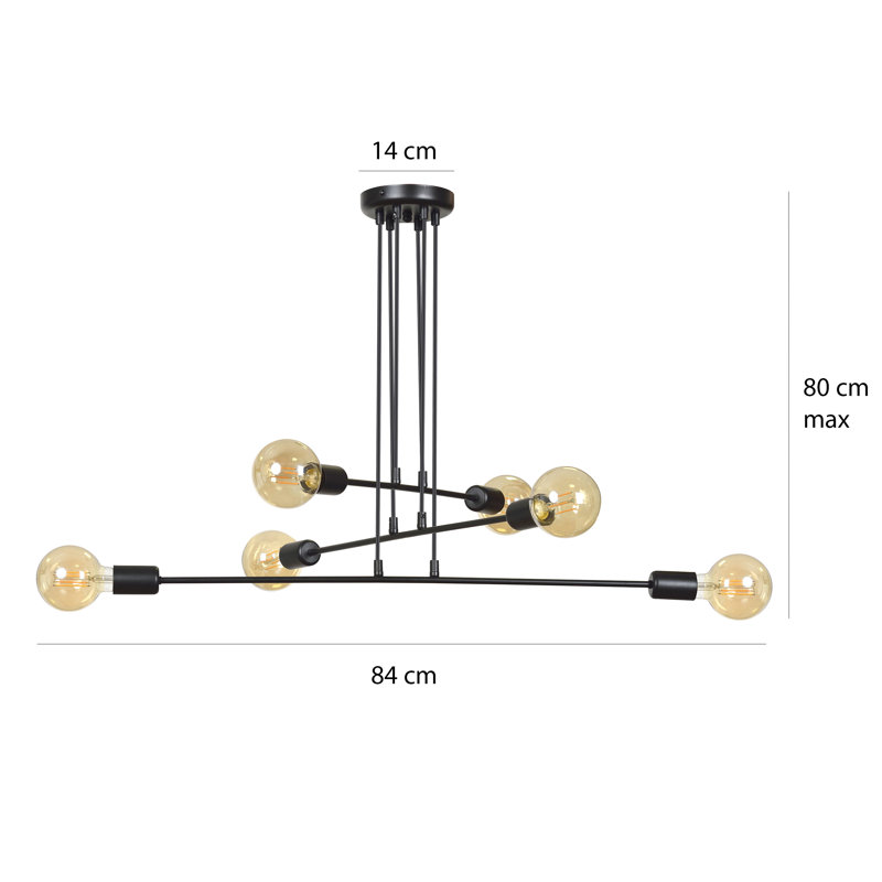 Mullins 6 - Light Cluster Pendant, Black