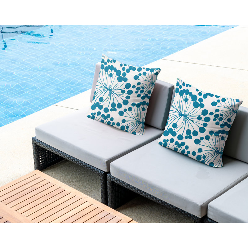Housse et insert de coussin décoratif intérieur / extérieur en mélange de polyester, L 15 po x H 15 po, Turquoise