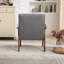 Solid Wood Accent Chair with Tufted Seat, Mid-Century Armchair with Curved Armrests, Reading Chair-1847933667