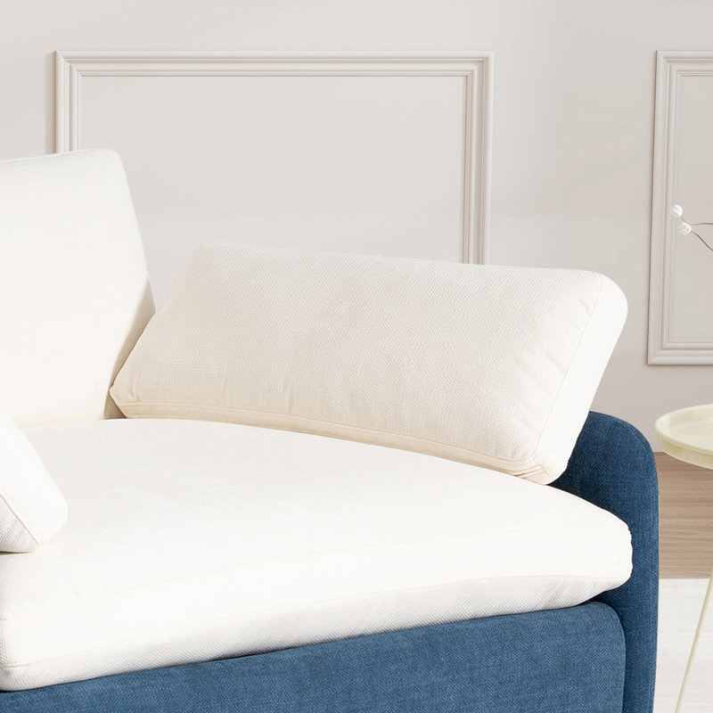 Fauteuil d'appoint moderne et surdimensionné en chenille, Bleu / blanc