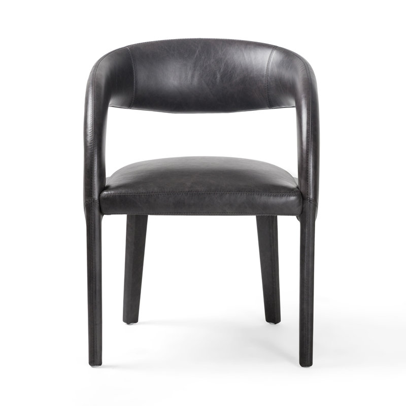 Hawkins Standard Upholstered Arm Chair, Sonoma Black Genuine Leather