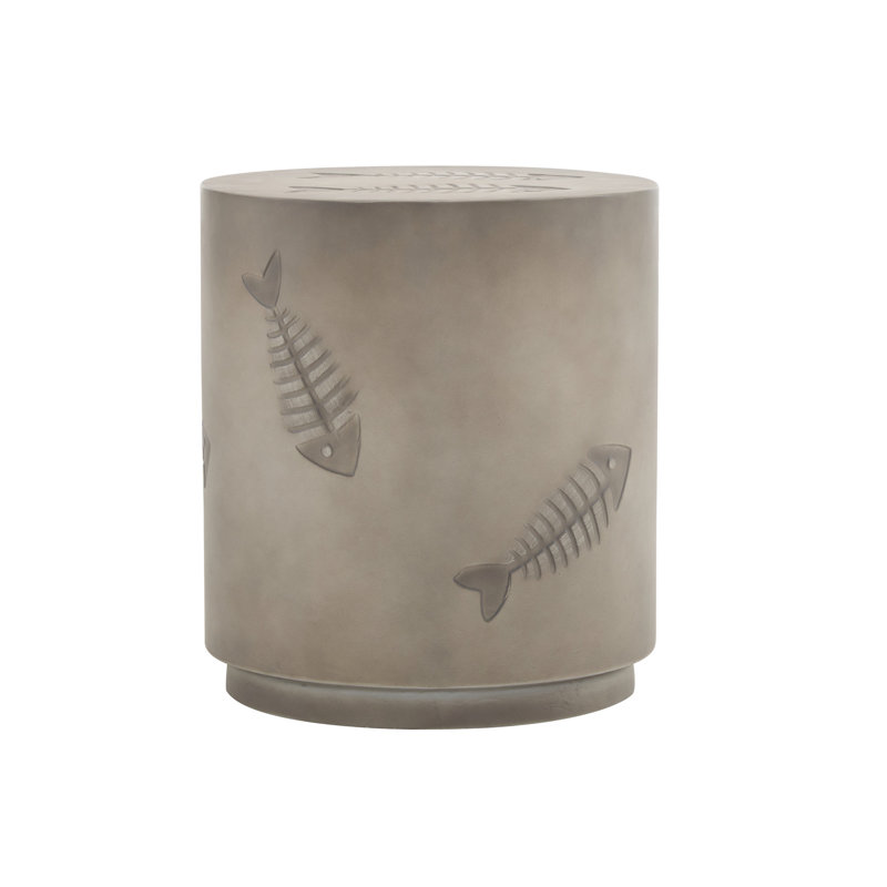 Table d'appoint 16 po en oxyde de magnésium - Poisson, sans assemblage, taille pratique dans un mobilier d'extérieur gris