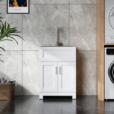 24In Paint Free Laundry Tub Cabinet W/ Stainless Steel Combo(Update)