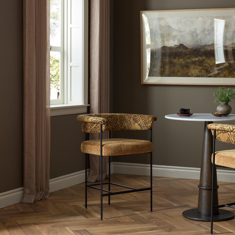 Grayson Counter and Bar Stool, Brown Polyester, Abstract, Counter Stool (26.5" Seat Height)