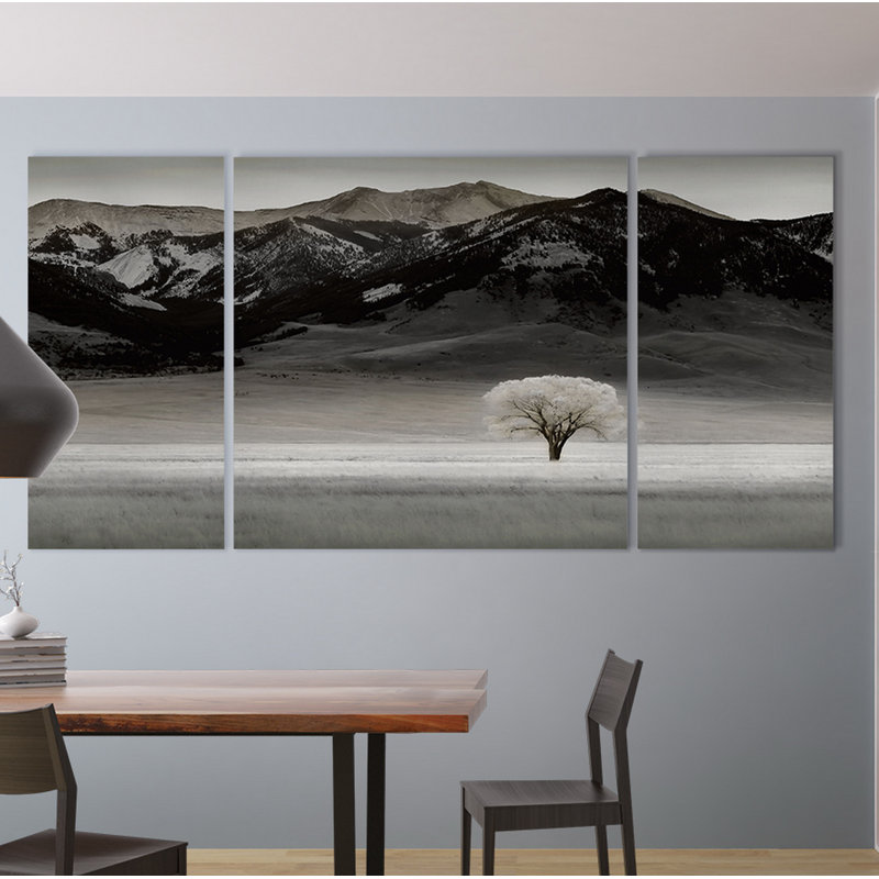 Arbre solitaire - ensemble de 3 impressions sur toile tendue, H 24 po x l 48 po x P 1,5 po