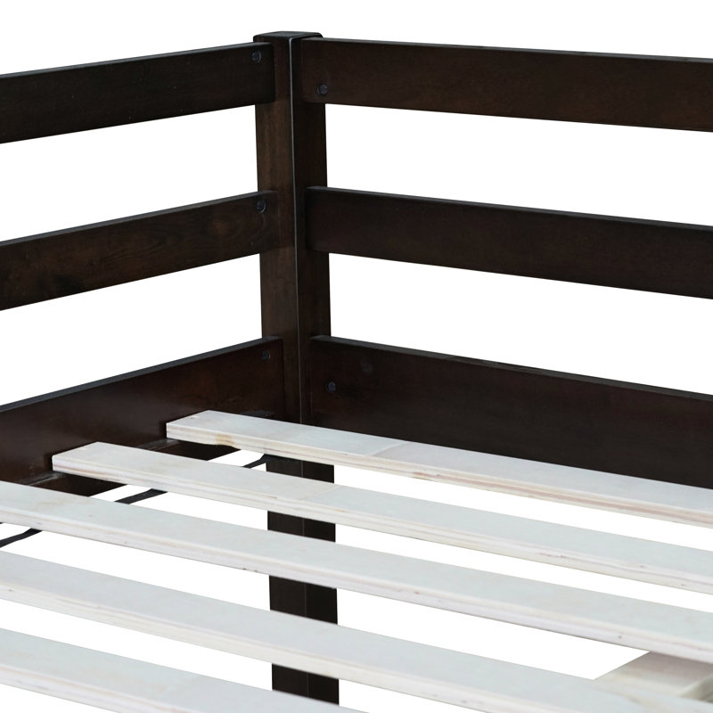 Lit mezzanine en bois d'hévéa - Offre une structure stable pour une chambre double