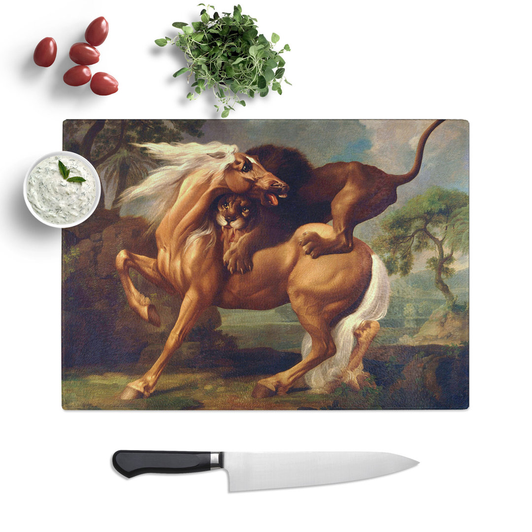 Lion Attacking a Horse by George Stubbs Chopping Board