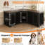  Meuble de coin pour 3 chiens, cage intérieure en bois robuste avec cloison, cage 3 en 1 pour petits et grands chiens-1699111398
