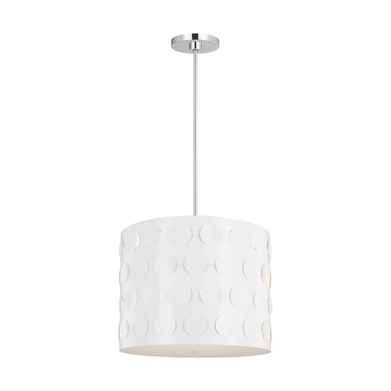 Dottie Polished Nickel 3-Light Drum Chandelier with Ambient Light Effect