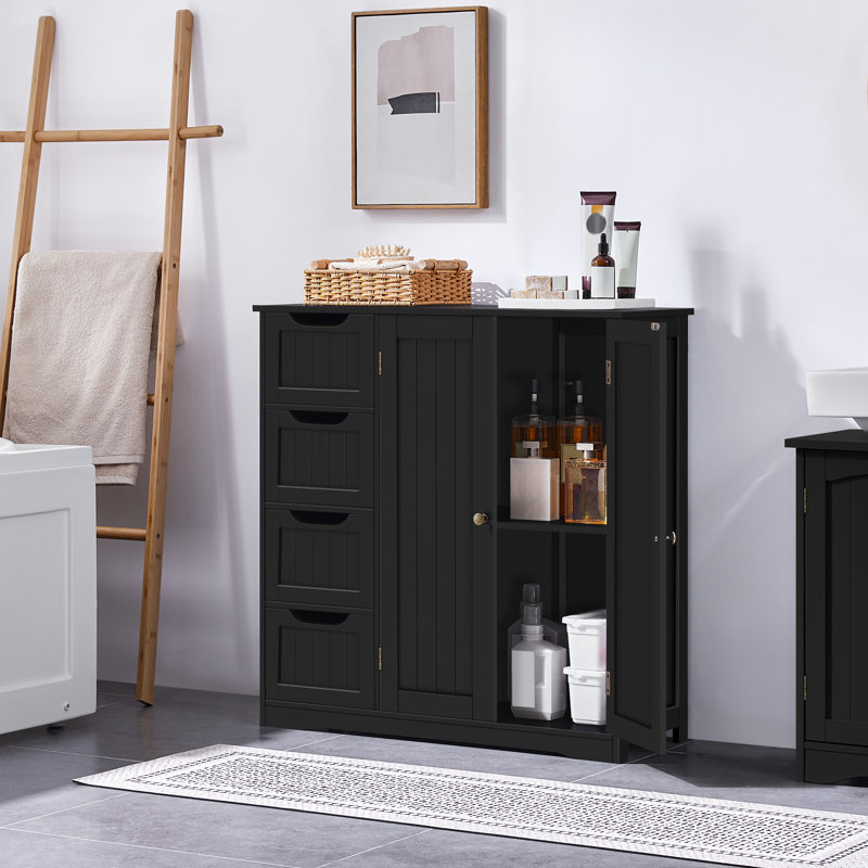 Marbeth 32″ L × 12″ W × 33″ H Bathroom Cabinet with 4 Drawers, Black