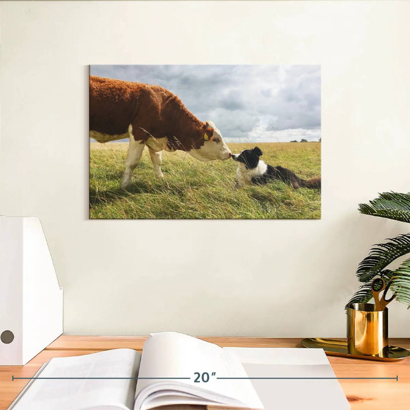 Brampt Border Collie And Cow, 8" H x 12" W