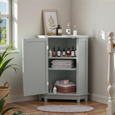 31.4" H Freestanding Corner Floor Storage Cabinet With Adjustable Shelf