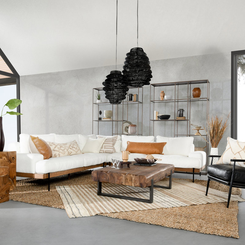 Faro 3-piece Fabric Sectional Sofa In White