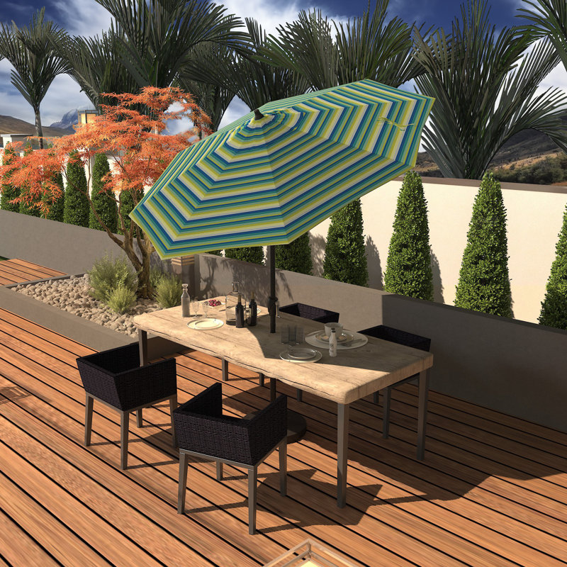 Kelliher 90'' Market Sunbrella® Umbrella, Seville Seaside Stripe Sunbrella®