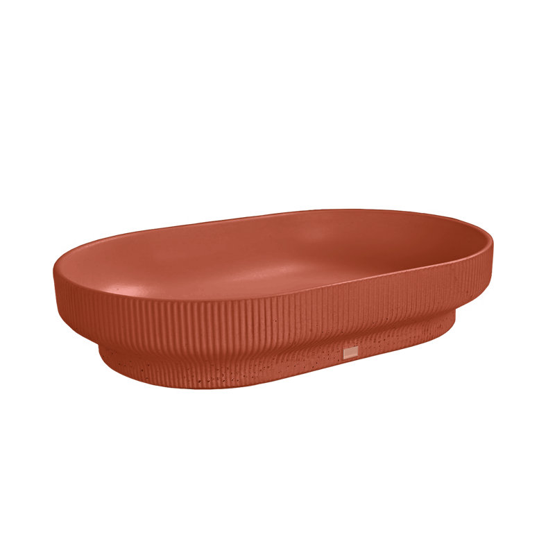 Konkretus Lotus 14.5'' Concrete Oval Bathroom Sink, Terracota