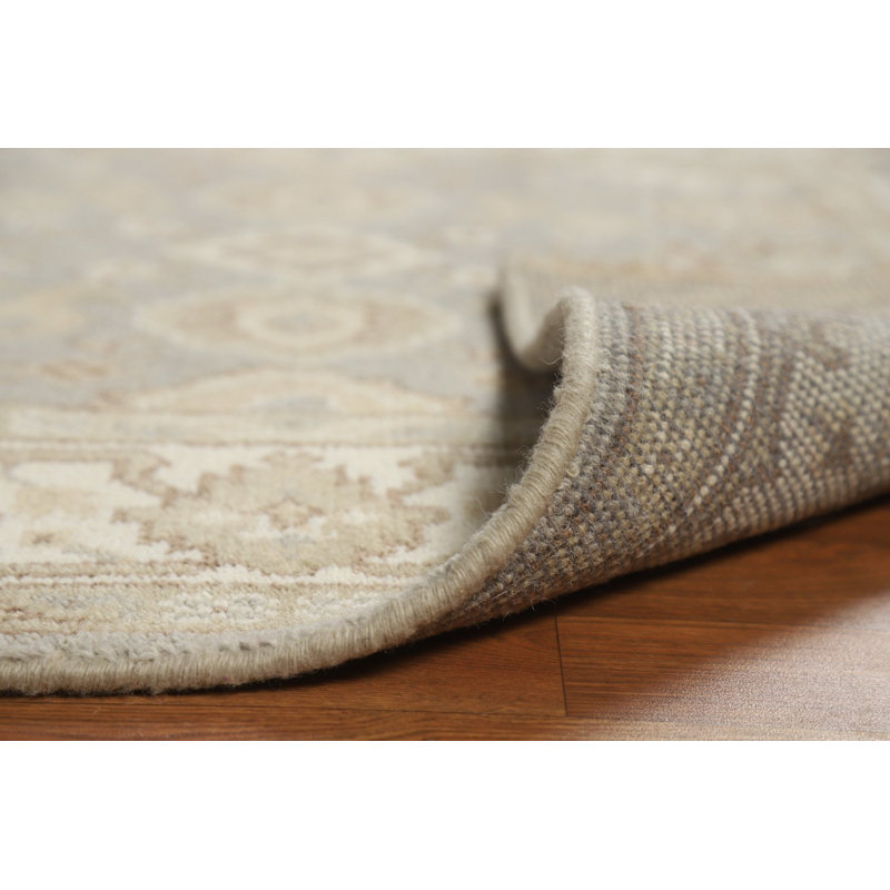 Tapis carré gris en laine gris Oushak