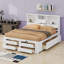 Lit plateforme avec tête de lit, cadre de lit plateforme Farmhouse avec tiroirs de rangement et tablettes-799998682-799998684
