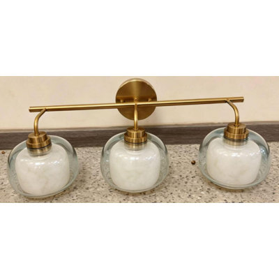 3‑Light Double‑Layer Cloud‑Shaped Glass Gold Vanity Light