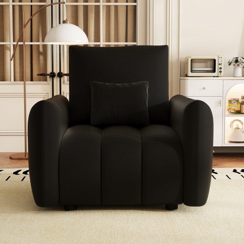 Fauteuil de dortoir confortable en tissu froissé noir, rembourré d'éponge pour plus de confort