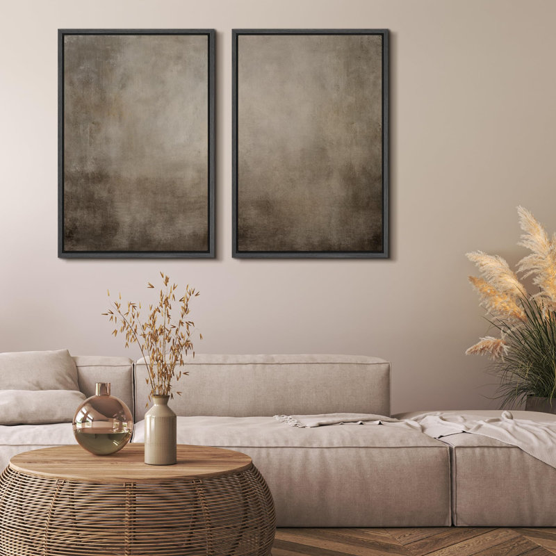 «Monochromatique dégradé abstrait gris minimaliste», 2 pièces sur toile, H 36 po x l 24 po, Noir