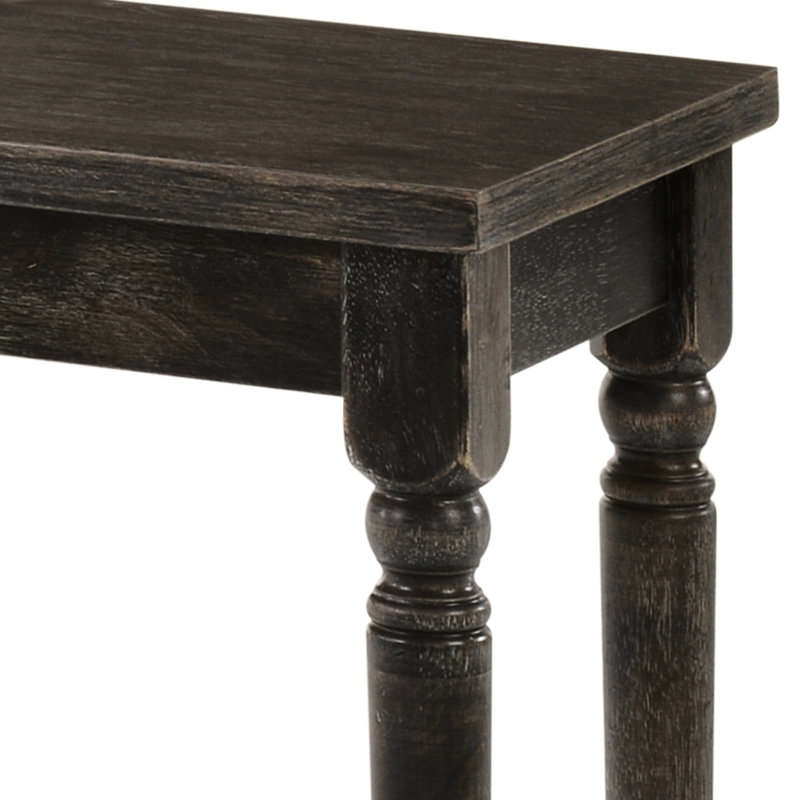 Banc traditionnel en bois gris patiné sans dossier avec pieds tournés, profondeur de 14,5 pouces, convient à un décor de salle à manger, conception classique, qualité rectangulaire intemporelle de 47,5 po de largeur, espaces polyvalents, style rétro
