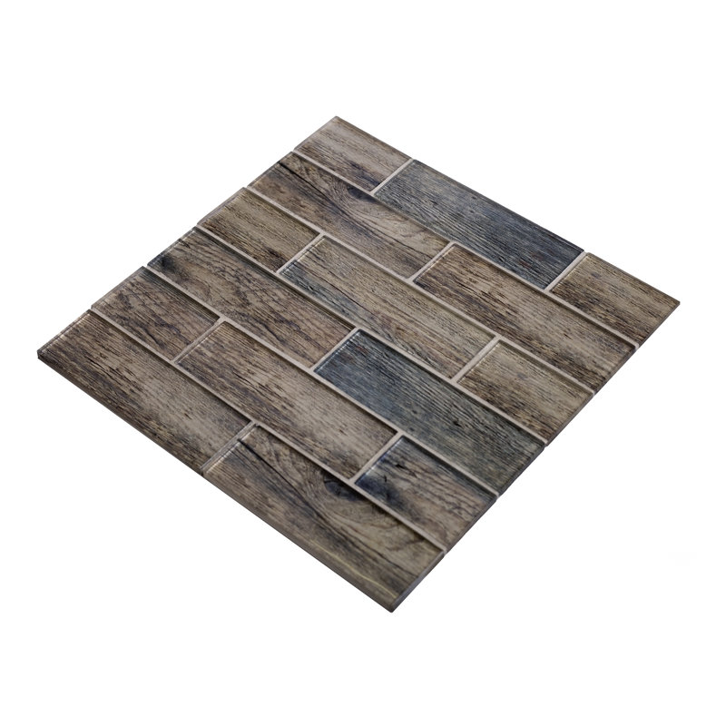 1.9" x 5.9" Glass Subway Mosaic Wall & Floor Tile, Brown/Blue