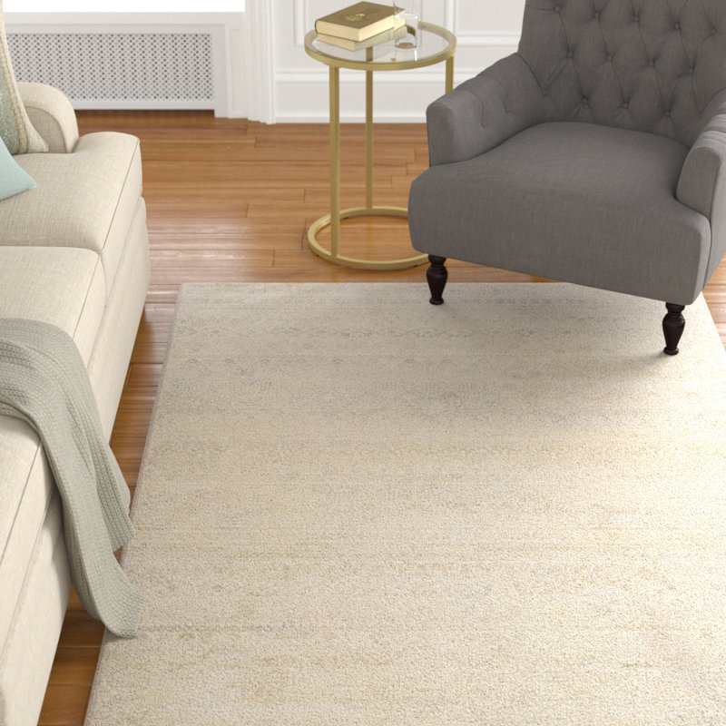 Tapis performance ivoire / gris clair à motif floral Belmont, Rectangle 6 pi 6 po x 9 pi 6 po