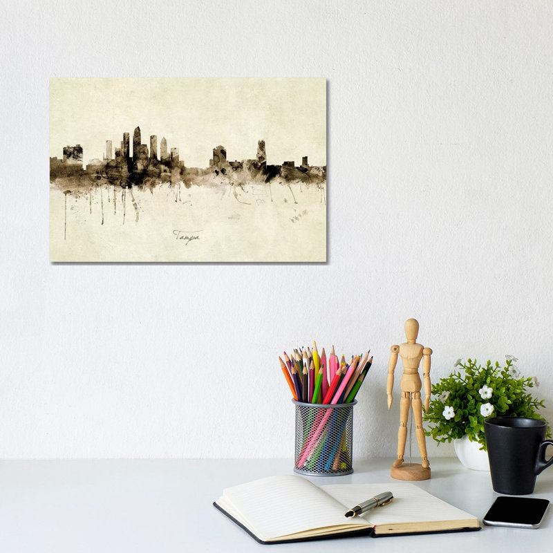 «Tampa Florida Skyline» par Michael Tompsett, impression sur toile tendue, H 8 po x l 12 po x P 0,75 po