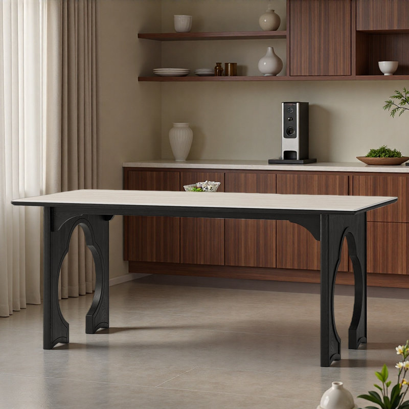 Table de salle à manger en ardoise, H 29,53 po x L 70,87 po x l 35,43 po, Noir