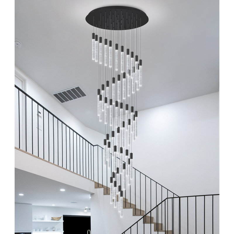 Lustre en cristal, Noir, 48, H 236 po x l 31,5 po x P 31,5 po