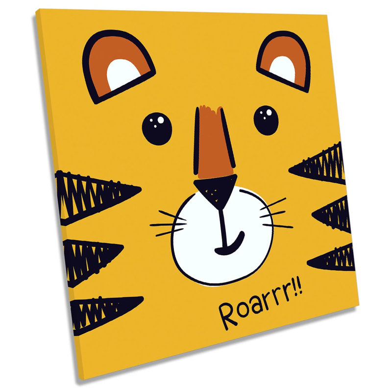Funny Tiger Face Kids Room - Wrapped Canvas Print, 60cm H x 60cm W x 2cm D