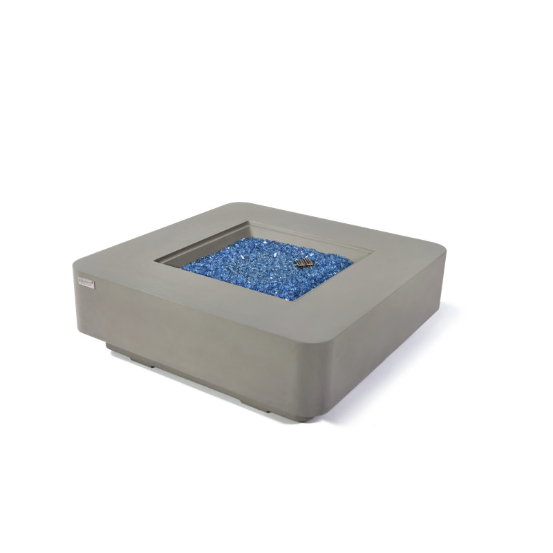 Foyer de table en béton gris clair 42 po Lucerne de 60 000 BTU - Comprend verre à feu, couvercle et couvercle en PVC