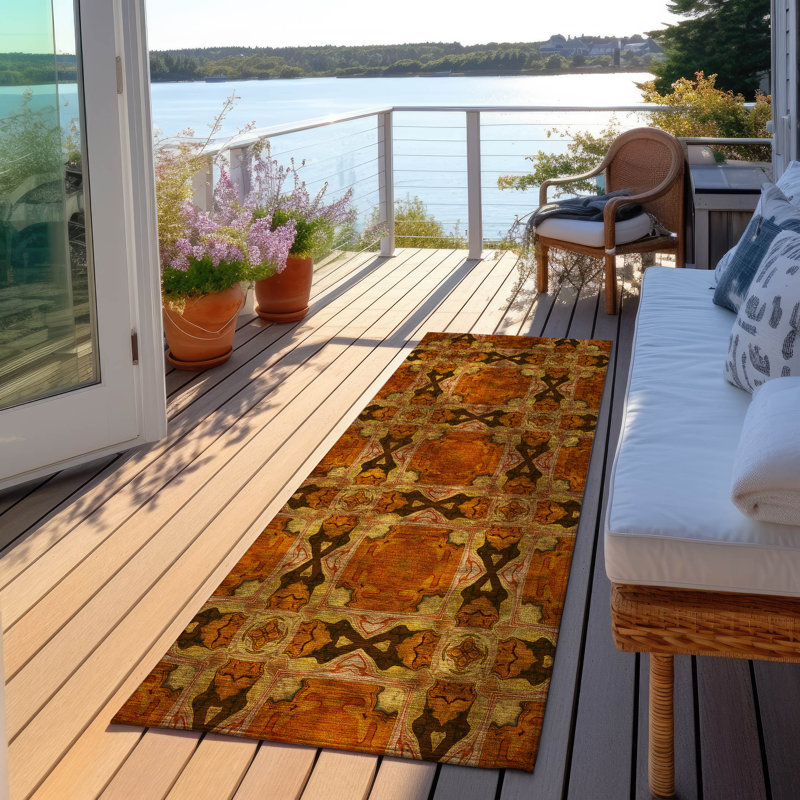 Tapis intérieur / extérieur Edington avec envers antidérapant, Tapis de couloir 2 pi 3 po x 7 pi 6 po