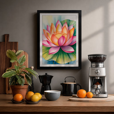 Lotus in Bloom Botanical - Framed Print