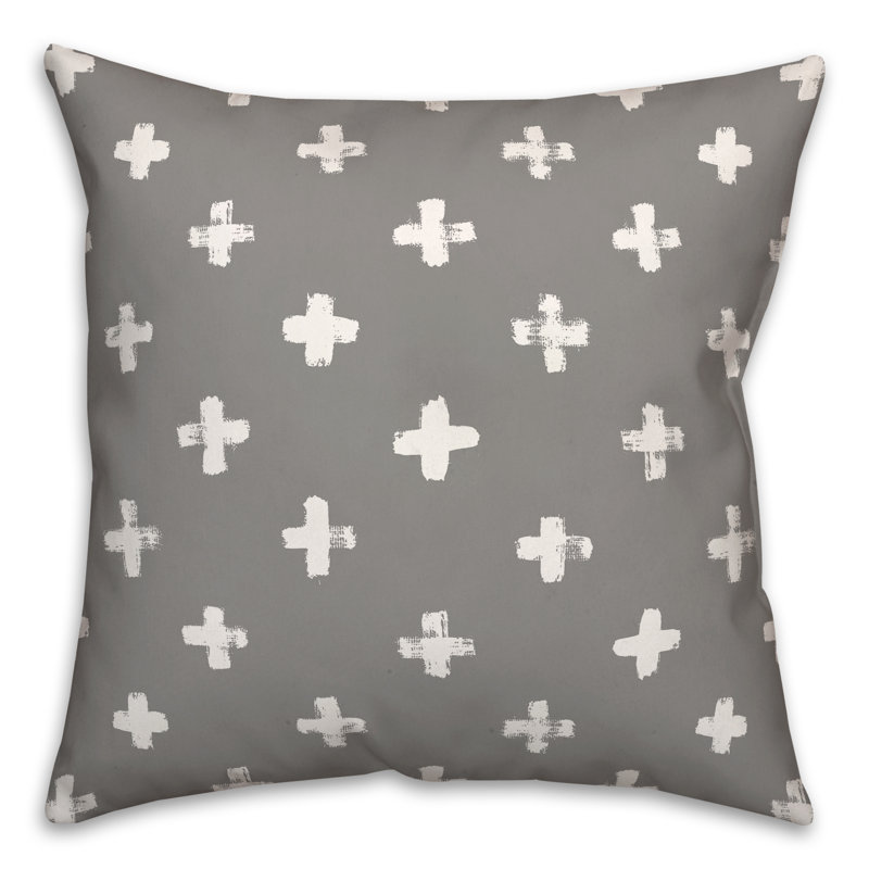 Polka Dots Outdoor Reversible Throw Pillow, Gray, 18"H x 18"W