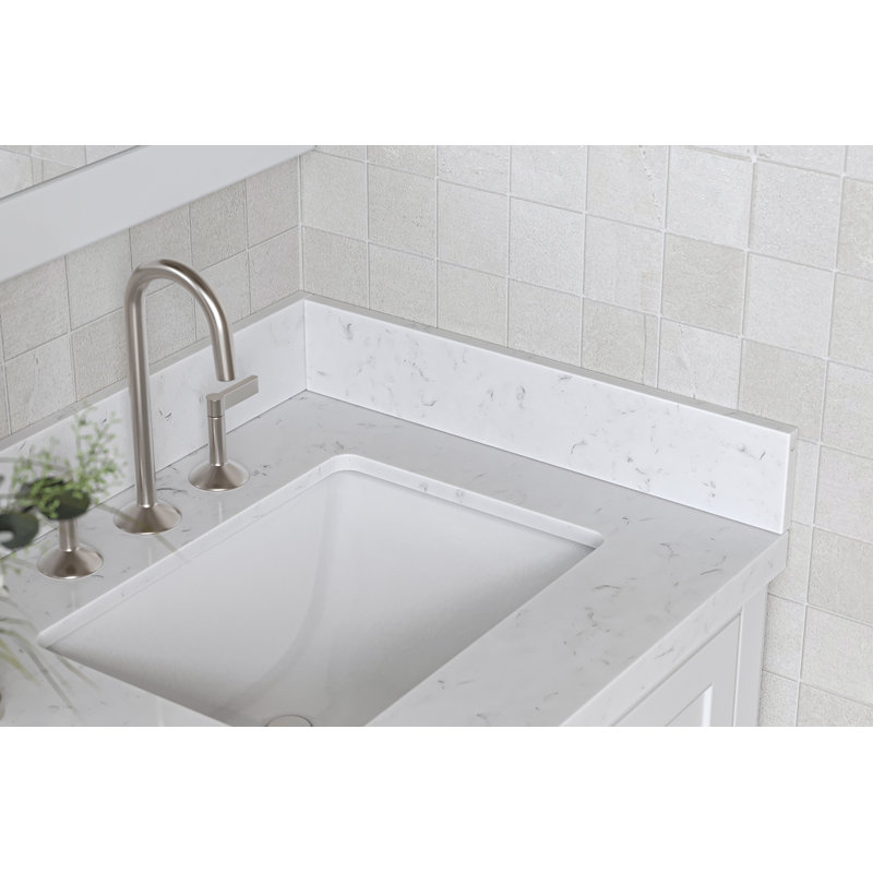 Ariel Vanity Top Sidesplash, Carrara Quartz