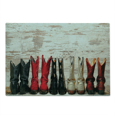 Grande planche à découper Ambesonne, bottes rustiques Wild West, beige, noir et rouge