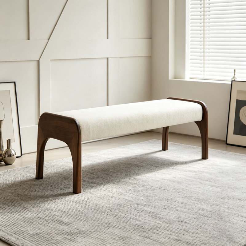 50.25 Inch Upholstered Long Bench, Beige