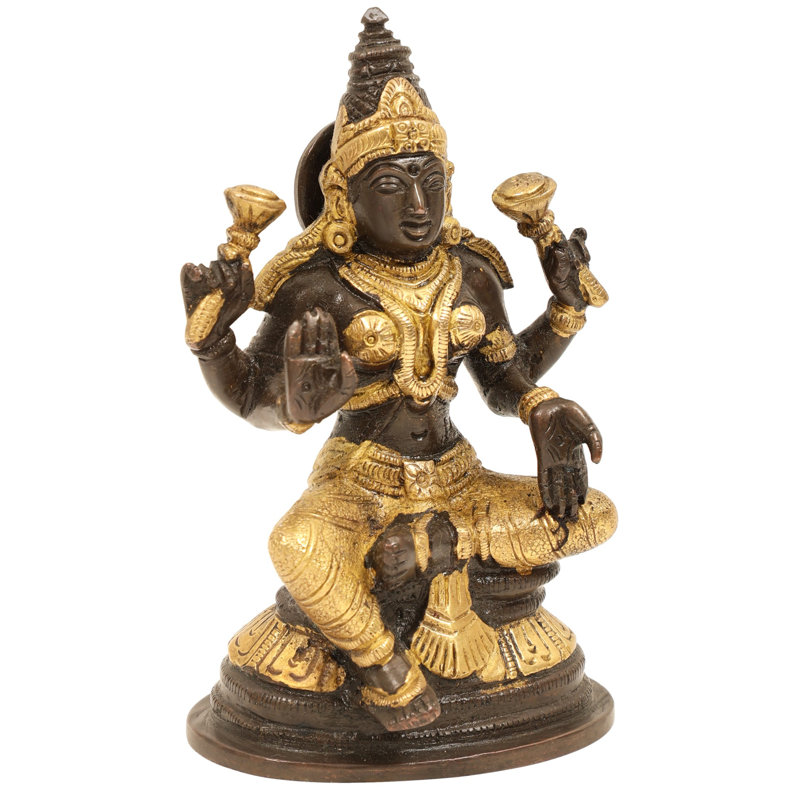 Handmade Statue Decorative Object, Brown/Gold