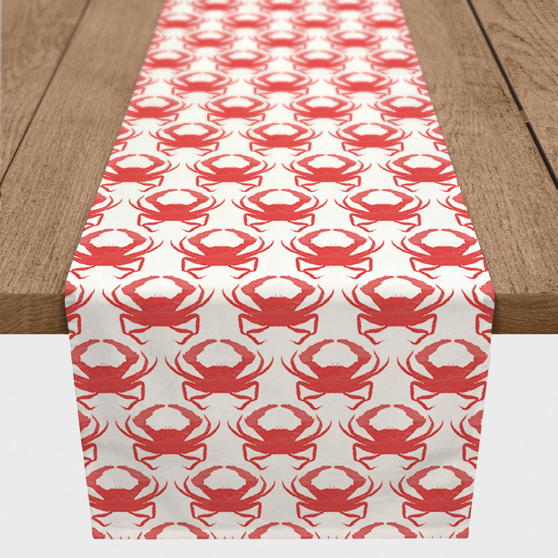 Layne Dancing Crabs Table Runner, 72" L x 16" W, Red
