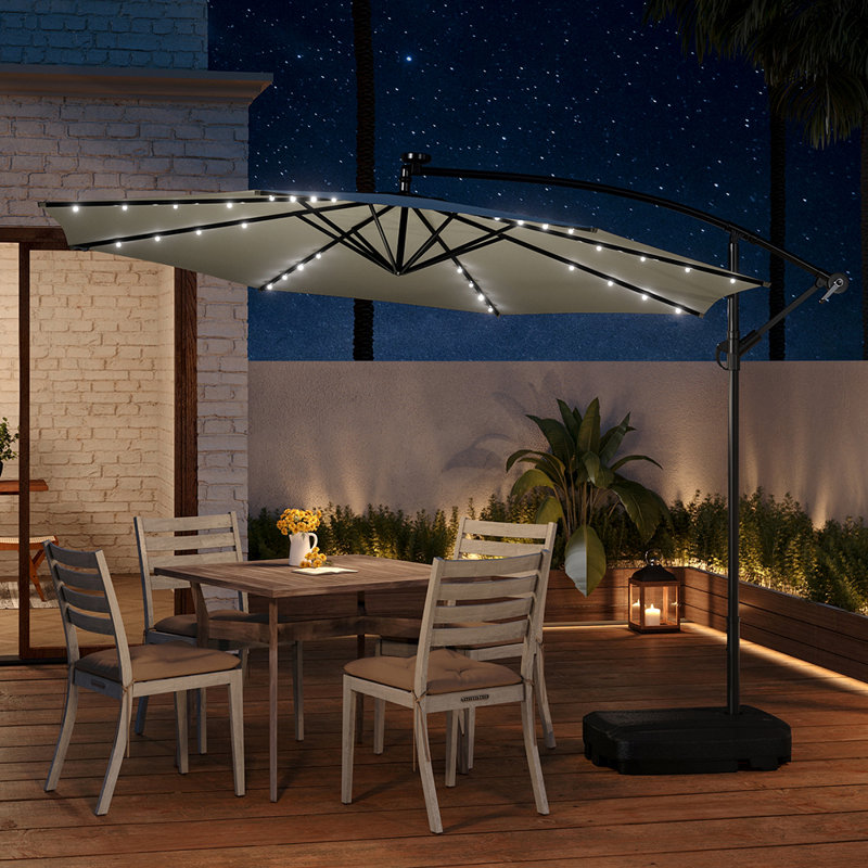 Aiswarya 3m Cantilever Parasol with LED Light, Beige