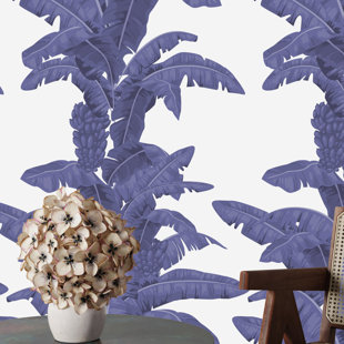 Blue Exotic Palm Leaf Tropical Wallpaper