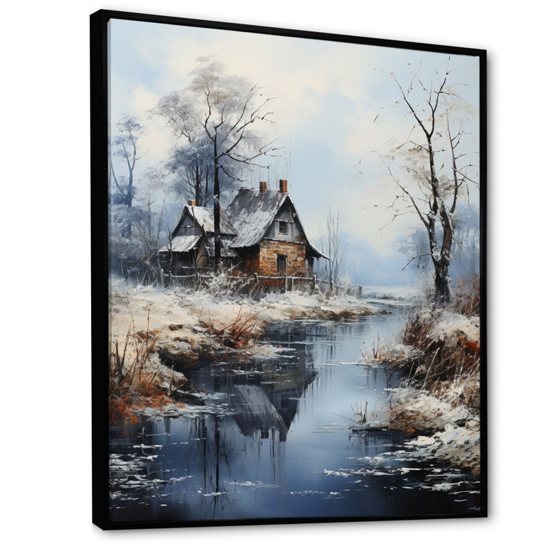 Winter River Harmony III, reproduction d'art sur toile, H 44 po x l 34 po x P 1,5 po, Cadre flottant noir