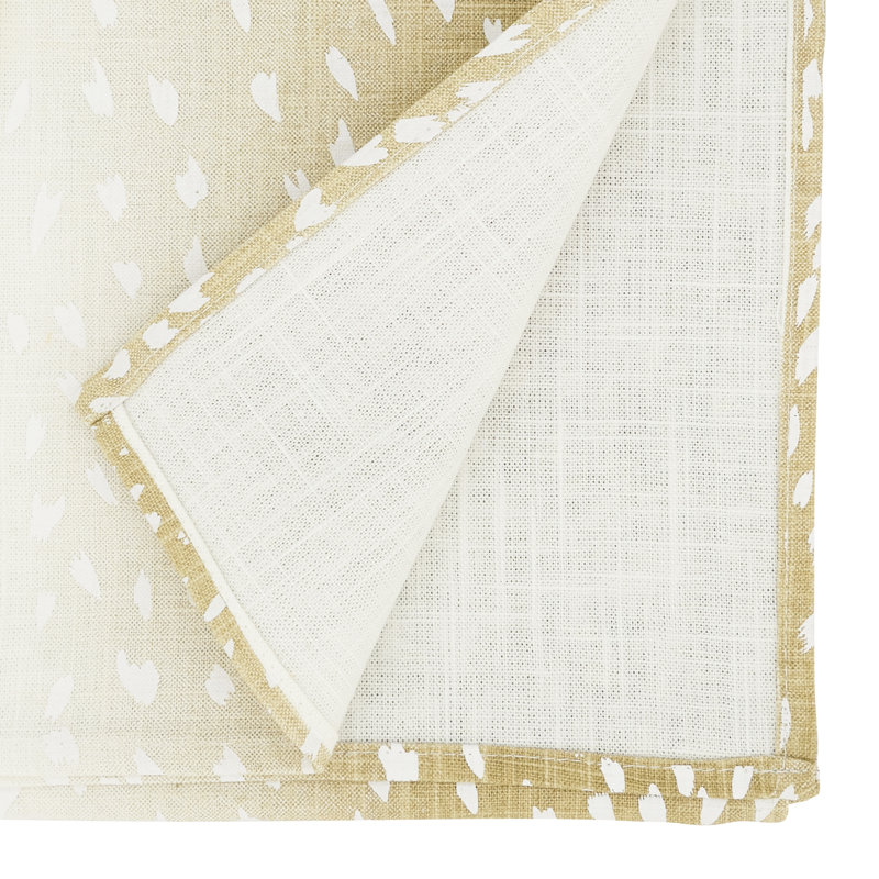 Earthy Antelope Print Beige Linen Table Runner